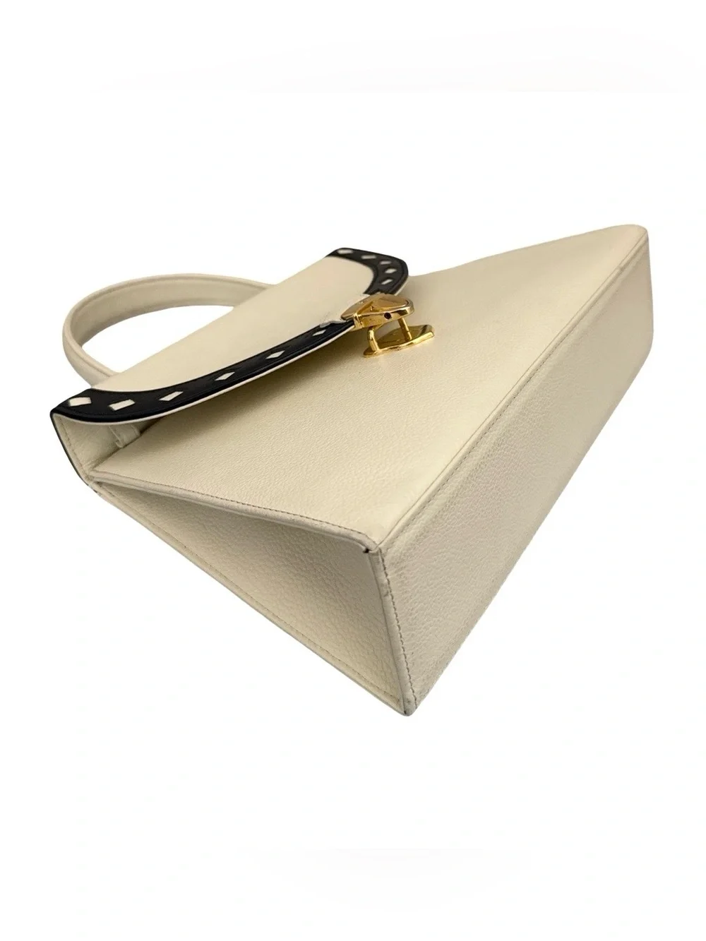 Yves Saint Laurent Vintage Ivory Leather 2-Way Top Handle & Crossbody Bag